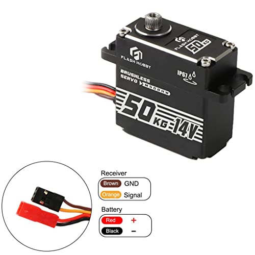 50kg 14V Waterproof IP67 Digital Brushless Servo Motor with 1/6，1/8, 1/10, 1/12 RC Crawler Car/Robot/Boat (180°)