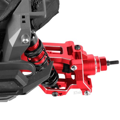 RC Aluminum Caster Block & Steering Blocks & Rear Stub Axle Carriers & Steering Bellcranks Upgrades Part for 1/16 Mini Maxx 4WD (Car Model:#107154-1#108046-1#108164-1#108076-1),Red - color: Red-(for 1/16）