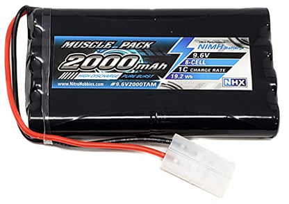 NHX Muscle Pack 9.6V 2000mAh 8-Cell Nimh Flat Battery w/Tamiya Connector