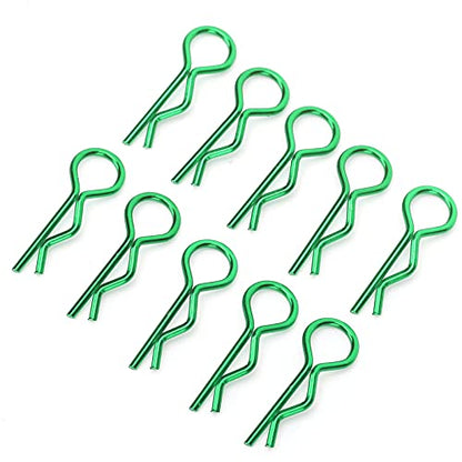 Qiilu Durable RC Body Clips for 1/5 1/6 /8 /10 RC Car - 10Pcs Metal Shell Clip Pins, Teardropshaped Pull Tabs (Green) - color: Green