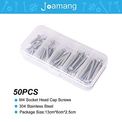 M4 x 20mm 25mm 30mm 35mm 40mm Socket Head Cap Screws Bolts, Stainless Steel 304, Metric Allen Hex Drive, Bright Finish, Fully Threaded, Assortment Kit 50PCS - size: Socket M4x20-40 mm