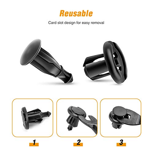 GOOACC 100PCS GRC-45 Fender Rivet Clips-91503-SZ3-003 10mm,1PC Bonus Fastener Remover for Honda and Acura