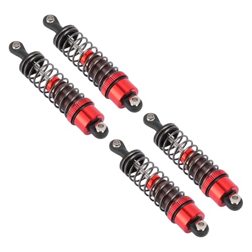 4 PCS Aluminum Alloy RC Shock Absorbers with Hydraulic Oil Damping System for 1/10 Scale RC Cars Off Road Buggy (Red) - color: Red