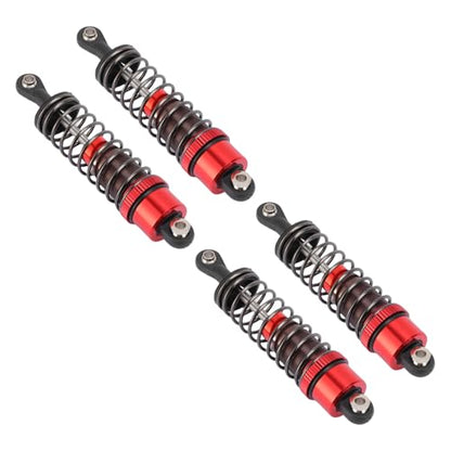 4 PCS Aluminum Alloy RC Shock Absorbers with Hydraulic Oil Damping System for 1/10 Scale RC Cars Off Road Buggy (Red) - color: Red