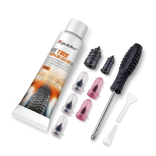 Tire Repair Kit, 10ml Repair Glue, 5 Rubber Nail Plugs | Fast Drying Adhesive, Waterproof Rubber Cement Glue, 2 Size Rubber Nail Screw Plugs for Car, Bicycle, SUV, ATV, Motorcycle - style: 10mlx1 + 5 nails