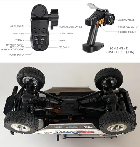 WPLDEWAN RC Rock Crawler RC Truck 4x4 1/18 Scale Remote Control Truck RTR | All Terrain Car Off Road Hobby Climber for Adult with Proportional Control 3 Speed Light System LR1801