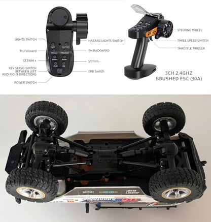 WPLDEWAN RC Rock Crawler RC Truck 4x4 1/18 Scale Remote Control Truck RTR | All Terrain Car Off Road Hobby Climber for Adult with Proportional Control 3 Speed Light System LR1801