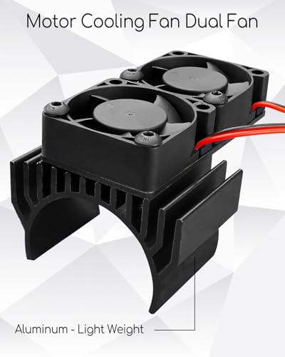 VXL-3s ESC Cooling Fan and Motor Cooling Fan Dual Fan Set | Compatible with Traxxas Slash 4x4 Stampede 4x4 Rustler 4x4 Hoss 4×4 Velineon VXL 3s Heat Sink, Black - color: Black ESC Cooling Fan and Motor Cooling Fan