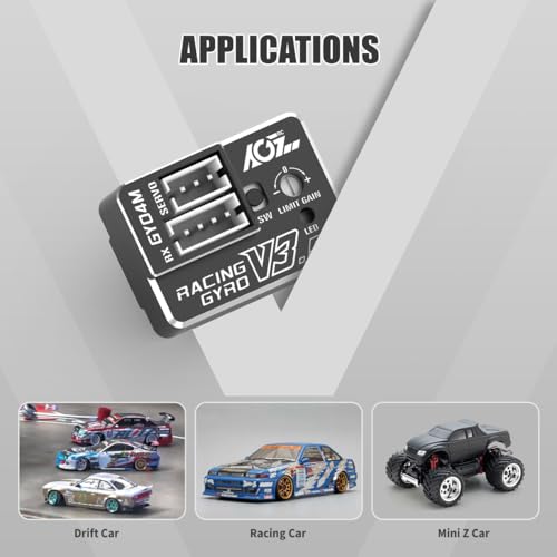 AGFRC 4g AVCS Gyro for RC Mini-Z Drift Car (GY04M V3.5 Black) | CNC Case, 3.7-8.4V, 20mA, AVCS & Normal Dual Modes, 32-bit PID Control, for Mini-Z, Competition Grade RC Drifting - color: Black
