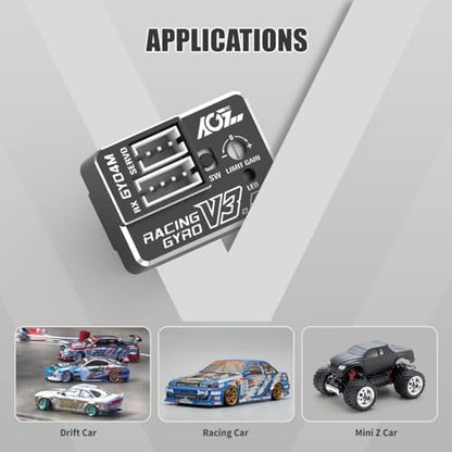 AGFRC 4g AVCS Gyro for RC Mini-Z Drift Car (GY04M V3.5 Black) | CNC Case, 3.7-8.4V, 20mA, AVCS & Normal Dual Modes, 32-bit PID Control, for Mini-Z, Competition Grade RC Drifting - color: Black