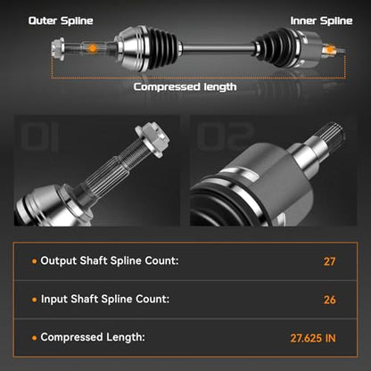 BRTEC Front CV Axle Shaft Assembly Compatible with Chevy Trailblazer 2002-2009, GMC Envoy 2002-2009, Buick Rainier 2004-2007, Isuzu Ascender, Oldsmobile Bravada, Saab 9-7x, 66-1345