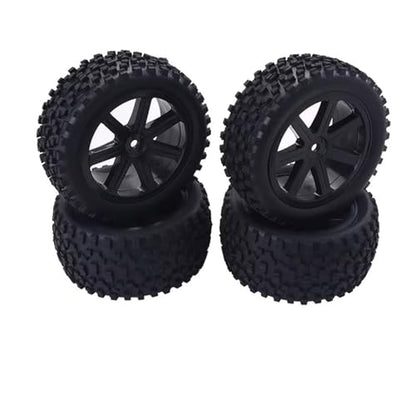 RC Car Parts for Redcat for HPI for Traxxas 1/10 RC Off Road for Buggy Car Black Front Rear Tires Wheels Set 12mm Hex Hubs Foam Inserts