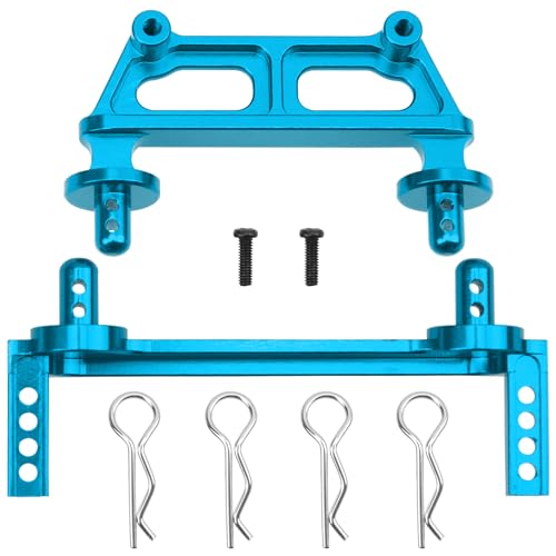 ShareGoo Metal Front & Rear Body Mounts Body Posts Compatible with Hyper Go H16BM H16DR H16 MJX 16207 16208 16209 16210 1/16 RC Car Upgrade Parts (Blue) - color: Blue