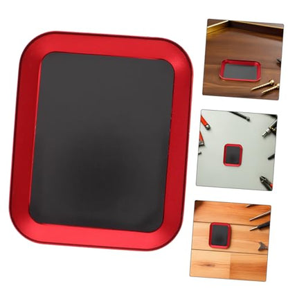 Abaodam Magnetic Rc Screw Tray Aluminum Alloy Screw Storage Plate with Red Metal Bowl for Model Aircraft and Car Parts Repair, 2pcs Set