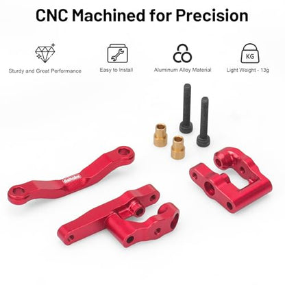 daitoku RC Steering Set Aluminum Upgrade Parts Steering Assembly for 1/18 Arrma Granite Typhon GROM 1/16 Mojave GROM 1/12 Losi Nascar RC Car (Red) - color: Red