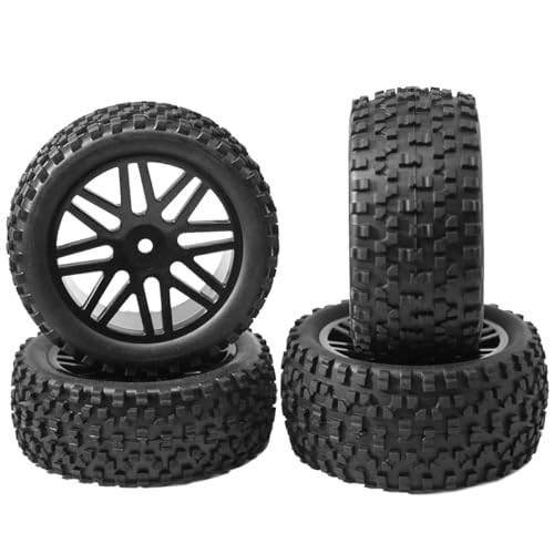OD 88mm/3.46"12mm Hex Wheel Rims Rubber Tires with Sponge Replacement for 1/10 RC Off-Road Buggy Car,Black