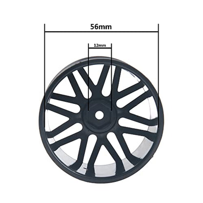 16-Spoke OD 86mm/3.38'' 16-Spoke 12mm Hex Hub Wheel Rims & Rubber Tires Compatible with Redcat Tornado HPI HSP Kyosho Losi 1/10 Scale Off Road Buggy (Black) - color: Black