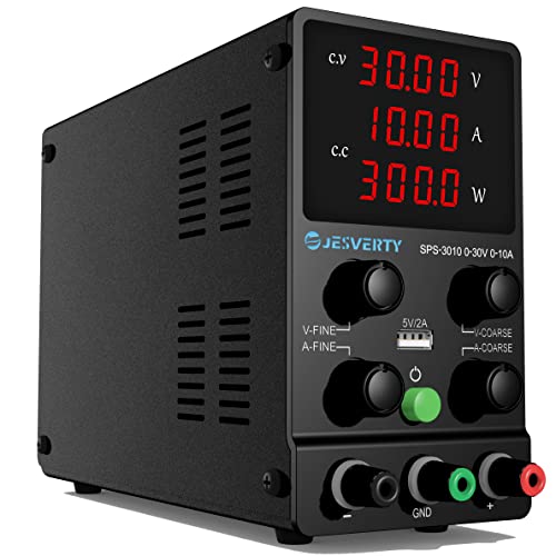 DC Power Supply Variable, 0-30V 0-10A Adjustable Switching DC Regulated Bench Power Supply with High Precision 4-Digit LED Display, 5V/2A USB Port, Coarse and Fine Adjustment SPS-3010 - color: SPS(Red LED), size: 30V 10A