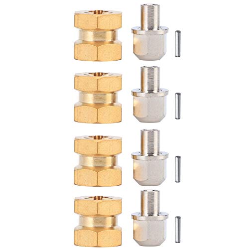 RC Hex Hub, 12mm Hex Extension Adapter, Brass Wheel Hex Hubs Spacers for 1/10 RC Crawler SCX10 90046 D90 Redcat Gen 8 V2 Gen7 pro, Set of 4 (12mm)