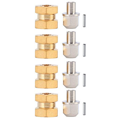 RC Hex Hub, 12mm Hex Extension Adapter, Brass Wheel Hex Hubs Spacers for 1/10 RC Crawler SCX10 90046 D90 Redcat Gen 8 V2 Gen7 pro, Set of 4 (12mm)