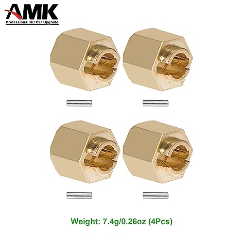4Pcs 6mm(+2mm) TRX4M Brass Weight 1.0 Beadlock Wheels Hex Hubs Heavy Duty Extended Adaptor for 1/18 RC Crawler Car TRX4-M Upgrades