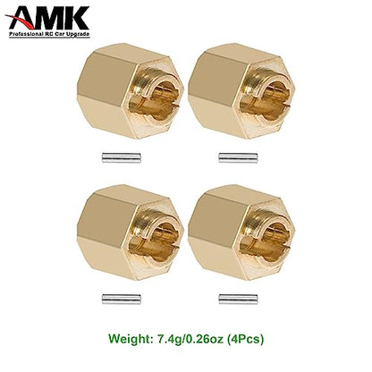 4Pcs 6mm(+2mm) TRX4M Brass Weight 1.0 Beadlock Wheels Hex Hubs Heavy Duty Extended Adaptor for 1/18 RC Crawler Car TRX4-M Upgrades