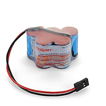 Tenergy 6V 1600mAh Rechargeable Side by Side Hump Battery Pack, NiMH Receiver Battery Pack with Hitec Connector for RC Trucks, RC Cars, and RC Hobby Electronics - size: 1 Battery Pack