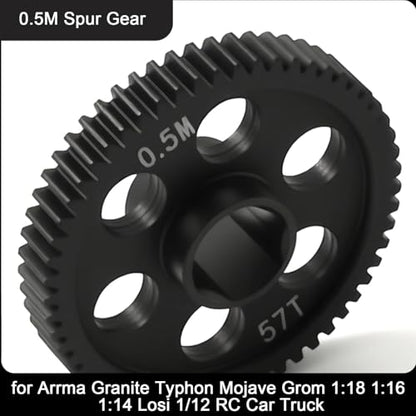 0.5Mod 57T & 59T Steel Spur Gear Main Gear CNC Machined Hardened Steel Upgrade for Arrma Granite Typhon Mojave Grom 1:18 1:16 1:14 Losi 1/12 RC Car Truck Replacement of #ARA311196 - size: 57T