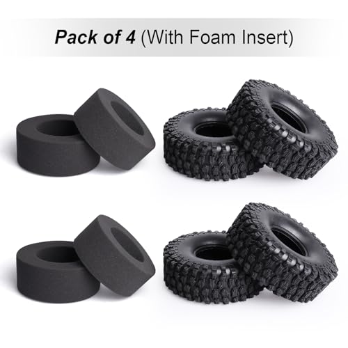 Hobbypark RC 1.9 Crawler Tires 4.7 Inch 120mm Outer Diameter for Axial SCX10 II III Traxxas TRX4 Redcat Gen 8 Gen7 RC4WD RC Rock Climbing Tyres Foam Inserts, 4pcs