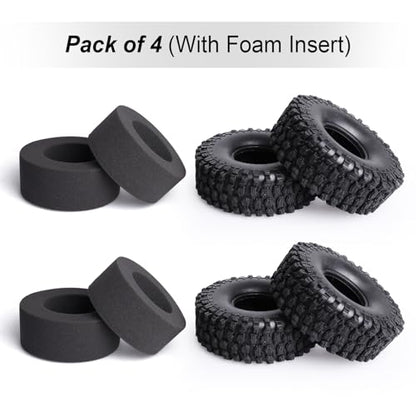 Hobbypark RC 1.9 Crawler Tires 4.7 Inch 120mm Outer Diameter for Axial SCX10 II III Traxxas TRX4 Redcat Gen 8 Gen7 RC4WD RC Rock Climbing Tyres Foam Inserts, 4pcs