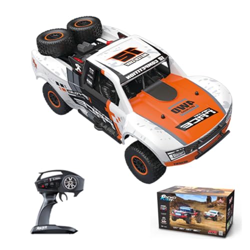 RD12 1/12 Scale RC Drift Car for Adults, 4WD Brushed Off-Road Truck Vehicle with Gyroscope Stabilization, Multi-Color LED Lights for Street Racing(Orange) - color: Orange