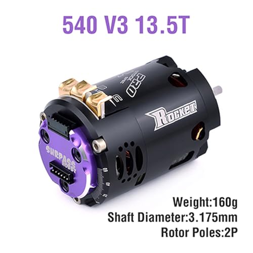 Surpass Hobby Rocket V3 540 13.5T Sensored Brushless Motor, 3200KV Competition RC Motor for 1/10 Drift Car, Touring Car and Racing Vehicles, Dual Sensor Ports, Adjustable Timing