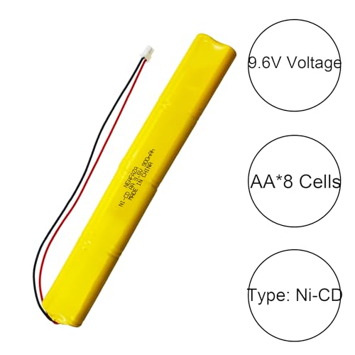 BBAT0043A Ni-Cd 9.6V 900mAh Emergency Light Lighting Fixture Battery Compatible with ELBB003 ELB-B003 ELB-B004 ELBB004 OSI OSA228 DANTONA CUSTOM-306-U BBAT0044A BAA-96 (1 Pack) - size: 1 Pack