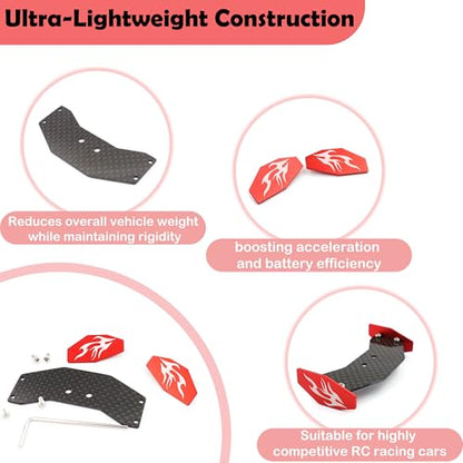 Carbon Fiber RC Tail Wing for Losi 1/24 Micro-B 2WD Buggy RC Car(Black) | Carbon Fiber RC Tail Wing,RC Car, Upgrade Parts,Easy Installation - color: Red