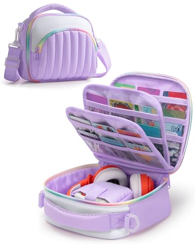 Marscamd Quilted Travel Case Compatible with Yoto Mini, with 33 Card Slots | Carrying Case Compatible with 2024 Yoto Mini, Headphone and Accessories, Purple - color: Purple