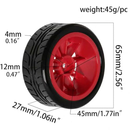 RC OD 65mm 1/10 Rally Racing Touring Tires & Plastic Wheels 12mm Hex for 1:10 1/12 On Road Drift Street Car Tamiya TT01 TT02 Traxxas XV02 XV01 TA06 HPI KYOSHO PTG2 A959 4PCS (Green) - color: Green