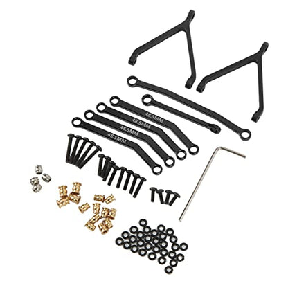 RC Metal Chassis Pull Rods Steering Rods Suspension Links Set, Aluminum Alloy Upgrade Parts for FMS FCX24 1/24 RC Crawler Car with High Strength Lightweight Design (Black) - color: Black