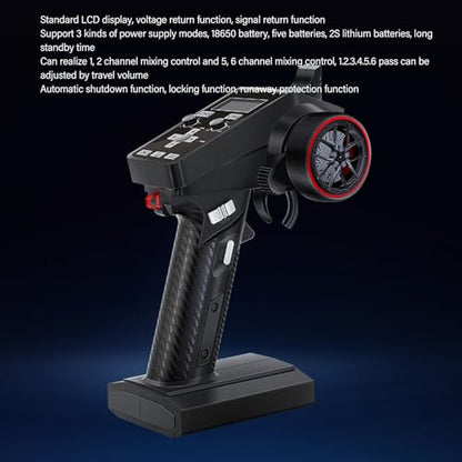 2.4GHz 6 Channel Transmitter Receiver, Professional RC Remote Controller for Car Boat 300m Ground Range, LCD Screen