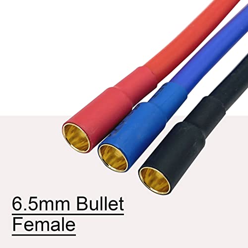3pcs/Set 6.5MM Bullet Male to Female 10AWG 10CM ESC Extension Cable for RC Car Boat Brushless Motor ESC (6.5mm Male to 6.5mm Female) - style: 6.5mm male to 6.5mm female
