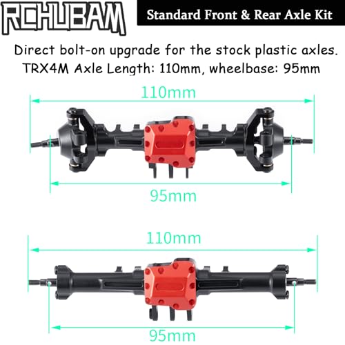 RCHUBAM Front & Rear Axle with Steering Link for TRX4M 1/18 RC Upgrade Part (Standard Axles Set) | Aluminum,Complete Portal Axle Set,CNC Machined - style: Standard Axles Set