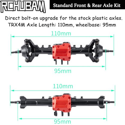 RCHUBAM Front & Rear Axle with Steering Link for TRX4M 1/18 RC Upgrade Part (Standard Axles Set) | Aluminum,Complete Portal Axle Set,CNC Machined - style: Standard Axles Set