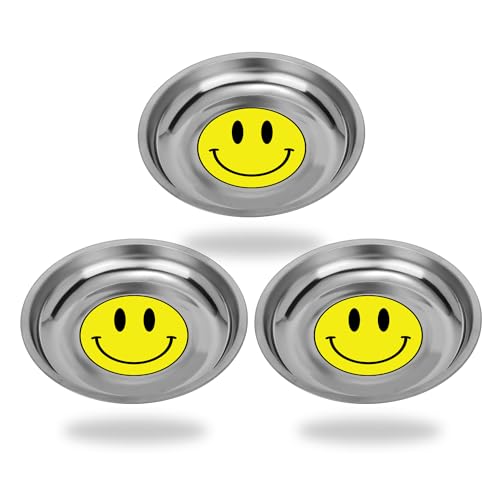 Magnetic Parts Tray 3 Pack, 6" Round Magnetic Parts Bowl, Stainless Steel,for Screw Socket Pin Tools Nuts Bolts Ferruginous Metal Accessories - style: Bowl 3pc