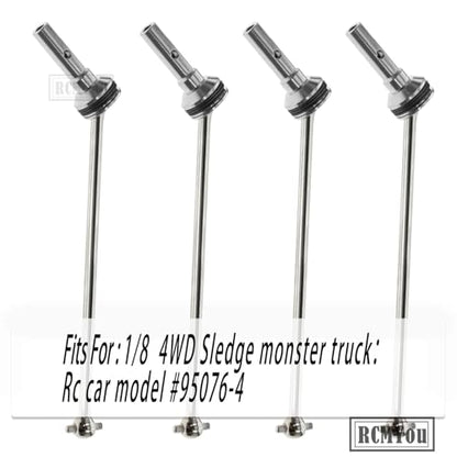 RC Drive Shaft CVD Upgrades Part for 1/8 Sledge 4WD #95076-4, 4pcs Front Rear Harden Steel #45 Hops Up for 1/8 4WD Sledge Monster Truck 95076-4,Silver - color: Silver