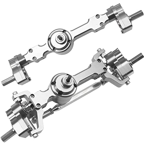 Aluminum Alloy Front Rear Portal Axle Upgrade Part Compatible with MN Model MN99S MN98 D90 D91 D99 D99S MN90 1/12 RC Car (Silver) - color: Silver