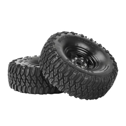 4PCS 1.55 Inch Aluminum Alloy 5Spoke Beadlock Wheel Rim Tyre and 95mm Rubber Tires Set for 1/10 RC Rock Crawler Car Upgrade Parts for Tamiya Axial AX90069 D90 TF2 CC01 LC70(A-Black) - color: A-black