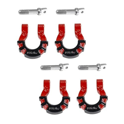4 Pcs Metal Tow Shackle RC Trailer Buckle, Compatible with Axial SCX10 Tamiya CC01 RC4WD D90 D110 TF2 TRX-4, 1/10 Scale Crawler Car Accessories with Screws (RED) - color: Red