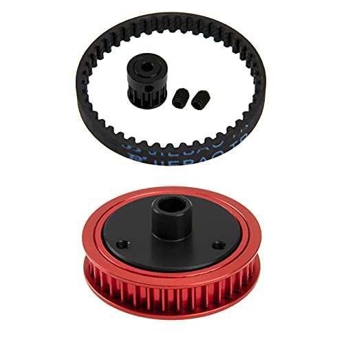 ShareGoo RC Car 3.2mm Belt Drive Transmission Gear System Upgrade Part Compatible with Axial SCX10 SCX10-II 90046 1/10 RC Crawler Car (Red) - color: Red