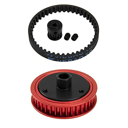 ShareGoo RC Car 3.2mm Belt Drive Transmission Gear System Upgrade Part Compatible with Axial SCX10 SCX10-II 90046 1/10 RC Crawler Car (Red) - color: Red
