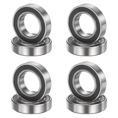 uxcell 8Pcs 6801 2RS 12mmx21mmx5mm Deep Groove Ball Bearings, Double Rubber Shielded Bearing Steel ABEC5 High Performance for Industrial Machinery Precision Transmission, Black - size: 6801 2RS 12mmx21mmx5mm