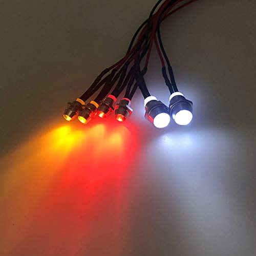 RC Car LED Light Kit, 6 LED Light Set Headlight Taillight for Tamiya D3 SCX10 D90 HSP Kyosho HPI 1/10 1/8 RC Model Car Truck Tank Lighting